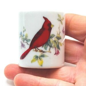 West Germany Ceramic Cardinal Bird Taper Candle Holder White Funny Design